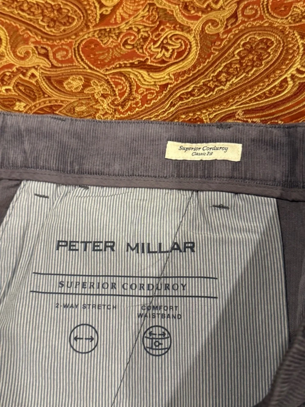 Peter Millar Men's Size 35 Blue Haze Superior Soft Corduroy Pant MSRP $188